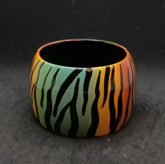 None Jewelry - large multicolor zebra pattern bangle bracelet
